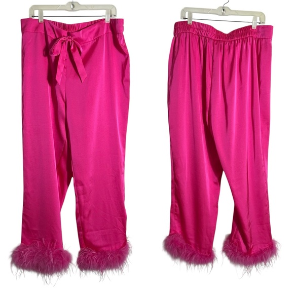 NADINE MERABI Darcie Hot Pink Feather Pajama Set *Blogger Favorite* - Picture 7 of 15
